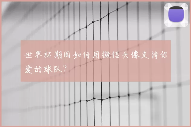 世界杯期间如何用微信头像支持你爱的球队？